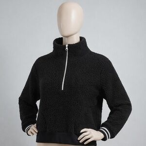 WOMEN'S SHERPA QUARTER ZIP PULLOVER SIZE M BLACK